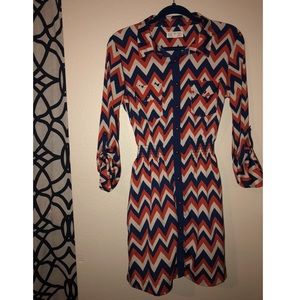 ORANGE AND BLUE CHEVRON DRESS